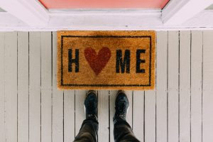 welcome home mat by front door